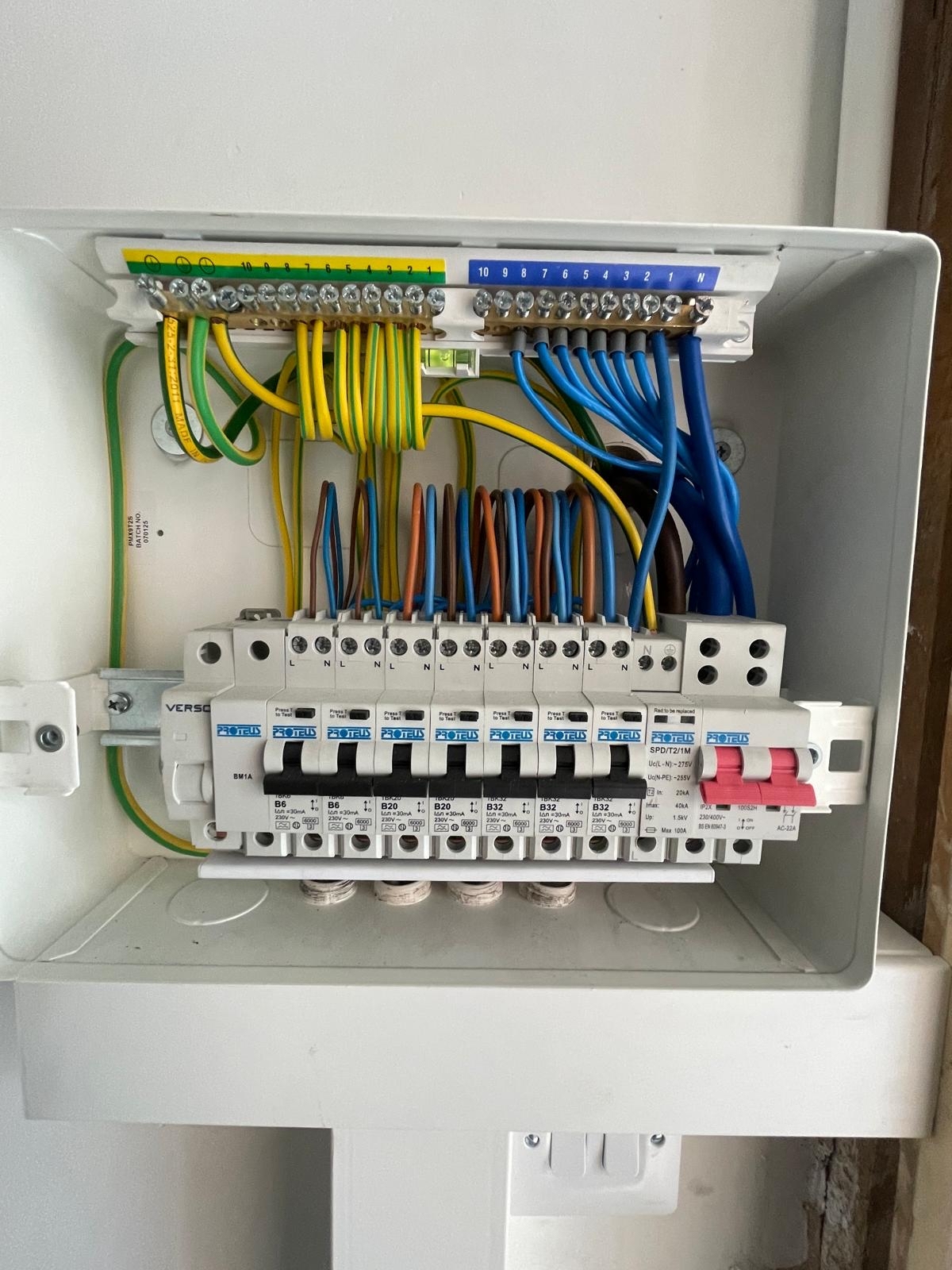 New consumer unit installation with RCBOs